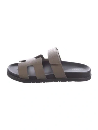 Pre-owned Hermes 2024 Epsom Chypre Slides In Neutral