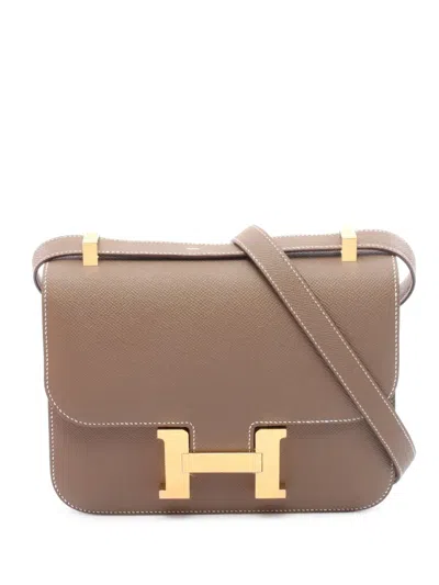 Pre-owned Hermes 2024 Epsom Constance 24 Shoulder Bag In Brown