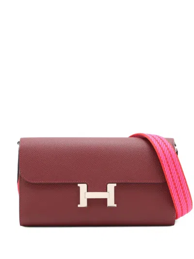 Pre-owned Hermes 2024 Epsom Constance Long To Go Wallet Crossbody Bag In Pink