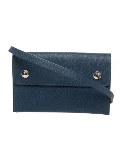 Pre-owned Hermes 2024 Epsom Nap Wallet In Blue