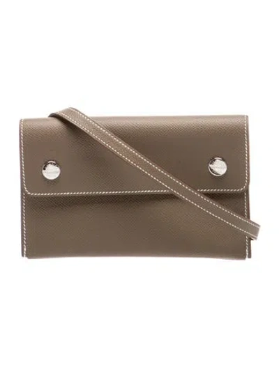 Pre-owned Hermes 2024 Epsom Hermèsnap Wallet In Brown