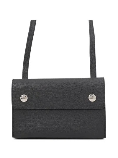 Pre-owned Hermes 2024 Epsom Nap Wallet On Strap Crossbody Bag In Black