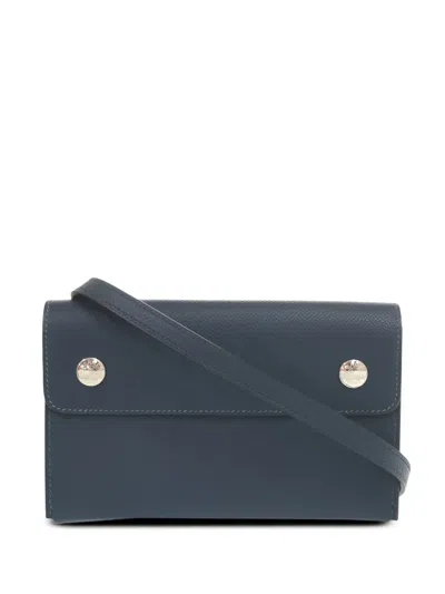 Pre-owned Hermes 2024 Epsom Nap Wallet On Strap Crossbody Bag In Blue