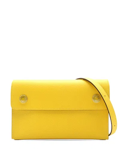 Pre-owned Hermes 2024 Epsom Nap Wallet On Strap Crossbody Bag In Yellow