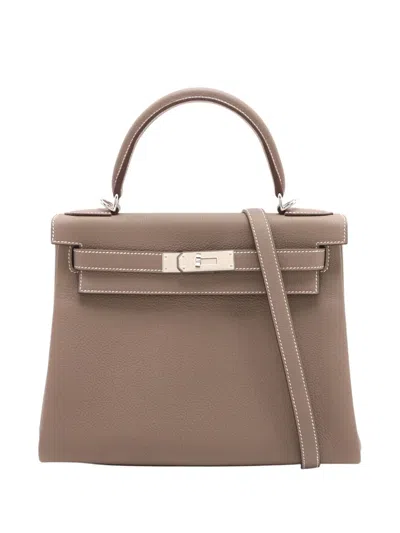 Pre-owned Hermes 2024 Epsom Kelly Ii Sellier 28 Satchel In Brown