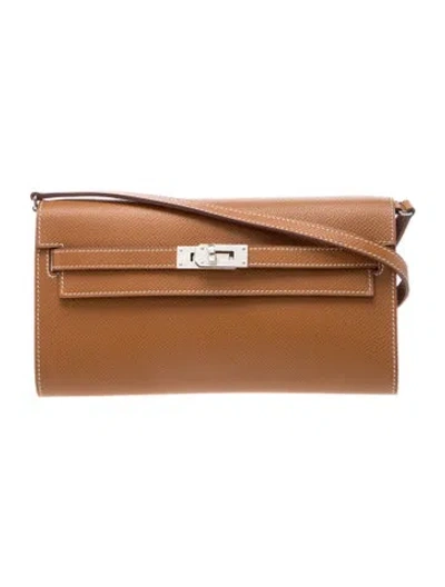 Pre-owned Hermes 2024 Epsom Kelly To Go Wallet In Brown