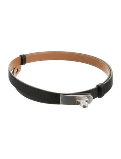 Pre-owned Hermes 2024 Epsom Leather Kelly Belt In Black