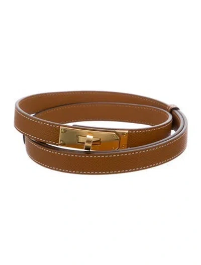 Pre-owned Hermes 2024 Epsom Leather Kelly Belt In Brown