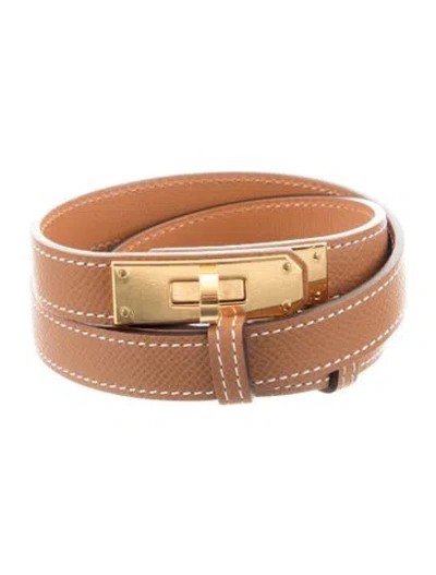 Pre-owned Hermes 2024 Epsom Leather Kelly Belt In Brown