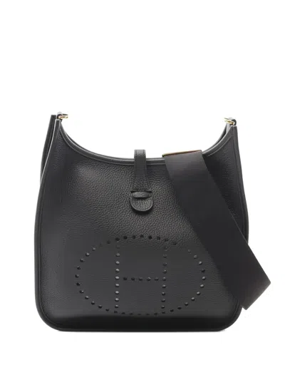 Pre-owned Hermes 2024 Evelyn 3 Troyes Pm Clemence Leather Shoulder Bag In Black