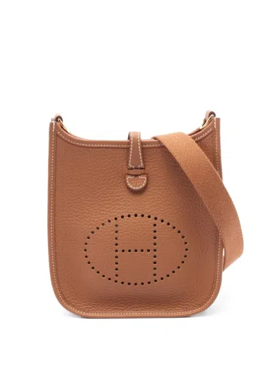 Pre-owned Hermes 2024 Evelyn Tpm Leather Shoulder Bag In Brown