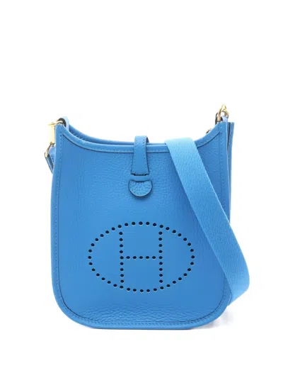 Pre-owned Hermes 2024 Evelyn Tpm Perforated Shoulder Bag In Blue