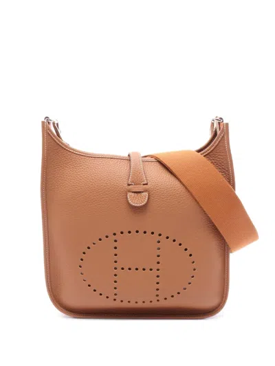 Pre-owned Hermes 2024 Evelyne 3 Troyes Pm Shoulder Bag In Brown
