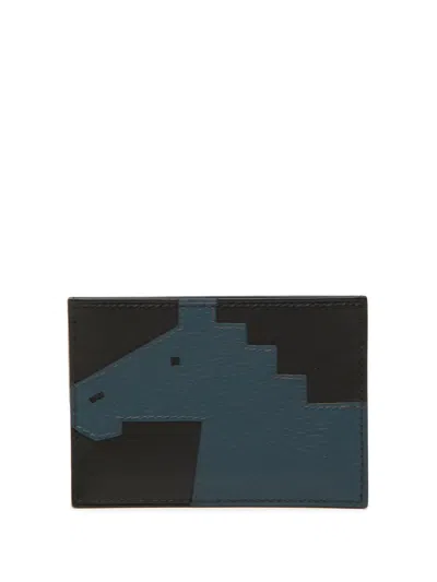 Pre-owned Hermes 2024 Evercolor And Tadelakt Cheval Picto Card Holder In Black