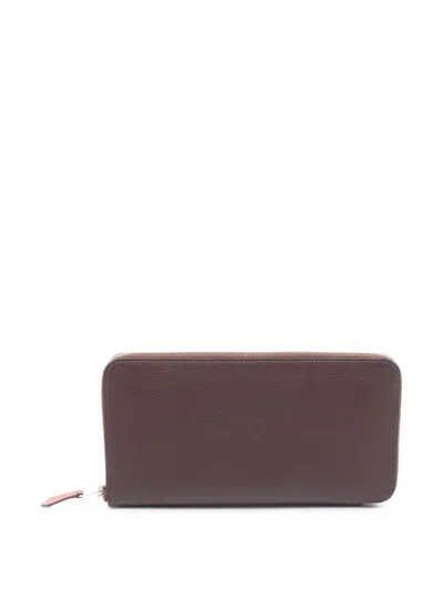 Pre-owned Hermes 2024 Evercolor Azap Zip-around Wallet Long Wallets In Brown