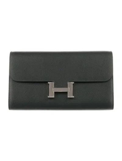 Pre-owned Hermes 2024 Evercolor Constance Wallet To Go In Black