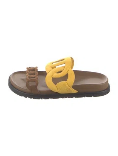 Pre-owned Hermes 2024 Extra Slides In Brown