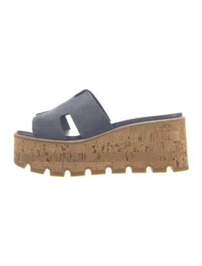 Pre-owned Hermes 2024 Eze 30 Slides In Blue