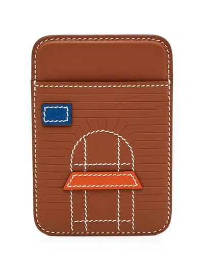 Pre-owned Hermes 2024 Faubourg Magsafe Card Holder In Brown