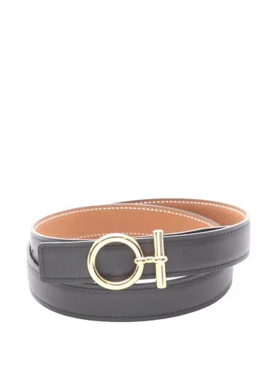 Pre-owned Hermes 2024 Flo Reversible Belt In Black