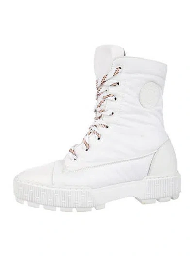 Pre-owned Hermes 2024 Fresh Nylon Combat Boots Combat Boots In White