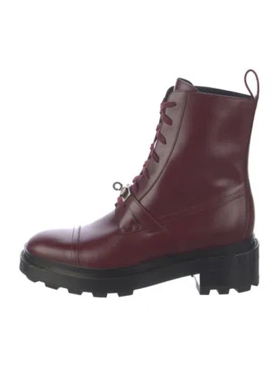 Pre-owned Hermes 2024 Funk Combat Boots In Burgundy