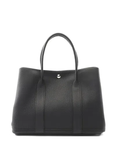 Pre-owned Hermes 2024 Garden Party Pm Leather Handbag In Black