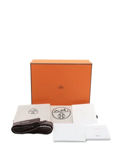 Pre-owned Hermes 2024 Grizzly Calfskin And Clemence Evelyne Amazone 16 Crossbody Bag In Brown