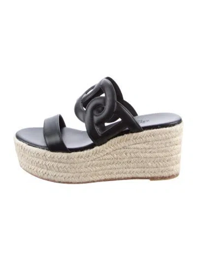 Pre-owned Hermes 2024 Ithea 30 Espadrilles In Black