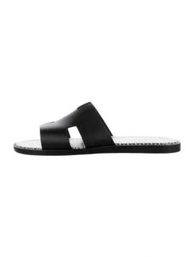 Pre-owned Hermes 2024 Izmir Slides In Black