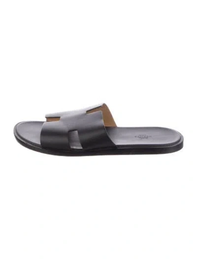 Pre-owned Hermes 2024 Izmir Slides In Black