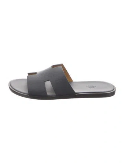 Pre-owned Hermes 2024 Izmir Slides In Blue