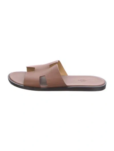 Pre-owned Hermes 2024 Izmir Slides In Brown