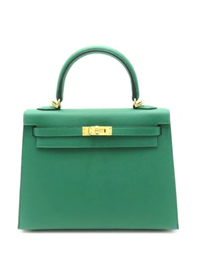 Pre-owned Hermes 2024 Kelly 25 Sellier Handbag In Green