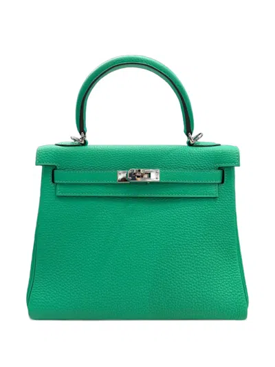 Pre-owned Hermes 2024 Kelly 25 Togo Tote Bag In Green