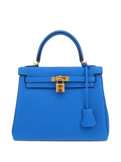 Pre-owned Hermes 2024 Kelly 25 Tote Bag In Blue