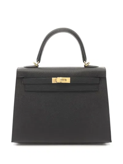 Pre-owned Hermes 2024 Kelly 25 Two-way Handbag In Black