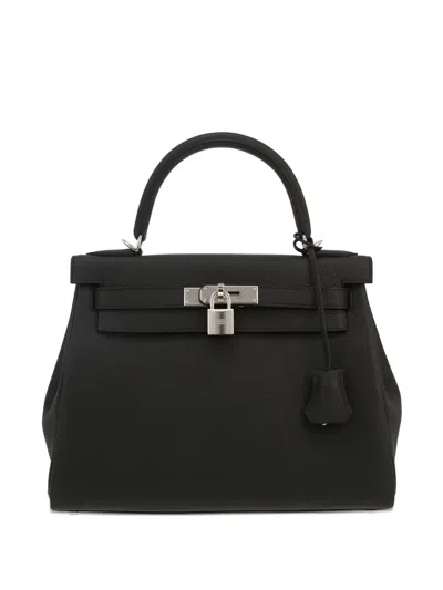 Pre-owned Hermes 2024 Kelly 28 Handbag In Black