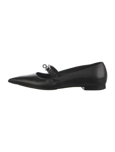 Pre-owned Hermes 2024 Kelly Ballet Flats In Black