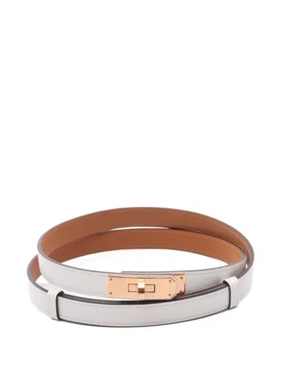 Pre-owned Hermes 2024 Kelly Belt In White