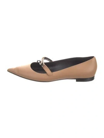 Pre-owned Hermes 2024 Kelly Mary Jane Flats In Neutrals