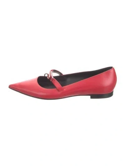 Pre-owned Hermes 2024 Kelly Mary Jane Flats In Red