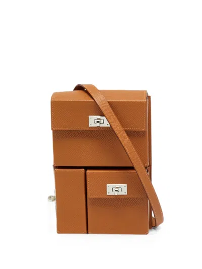 Pre-owned Hermes 2024 Kelly Multipocket To Go Leather Pouch In Brown
