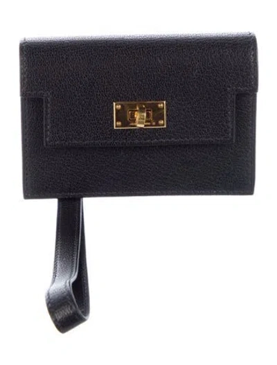 Pre-owned Hermes 2024 Kelly Pocket Compact Wallet In Black