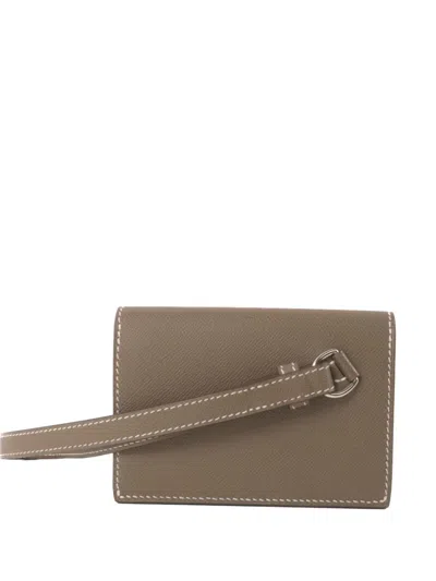 Pre-owned Hermes 2024 Kelly Pocket Slim Wallet In Neutral
