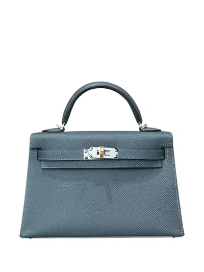 Pre-owned Hermes 2024 Kelly Sellier Leather Bag In Gray