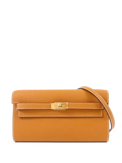 Pre-owned Hermes 2024 Kelly To Go Epsom Shoulder Bag In Orange