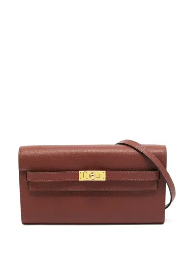 Pre-owned Hermes 2024 Kelly To Go Leather Wallet In Red