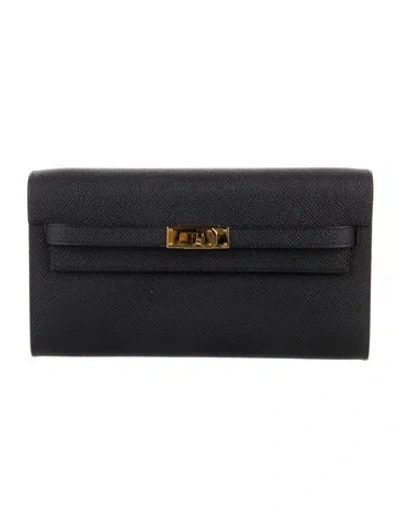 Pre-owned Hermes 2024 Kelly To Go Wallet In Black