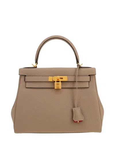 Pre-owned Hermes 2024 Kelly Top-handle Leather Handbag In Neutral